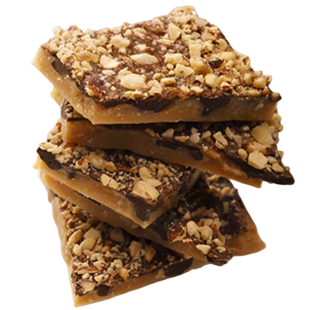 toffee with almonds over chocolate