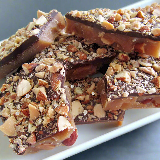 chunky toffee with whole almonds