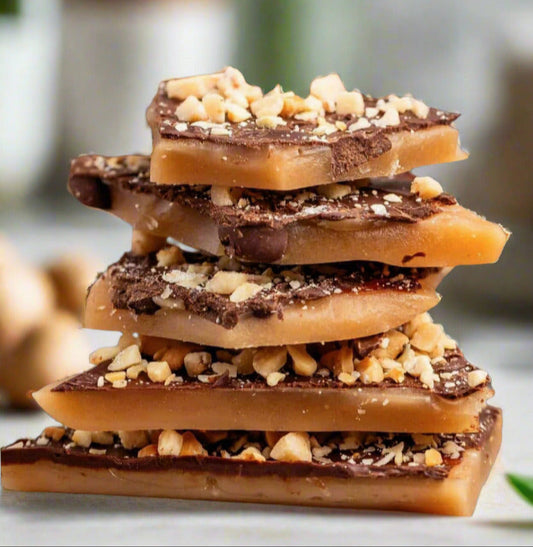 toffee with almonds in a kitchen