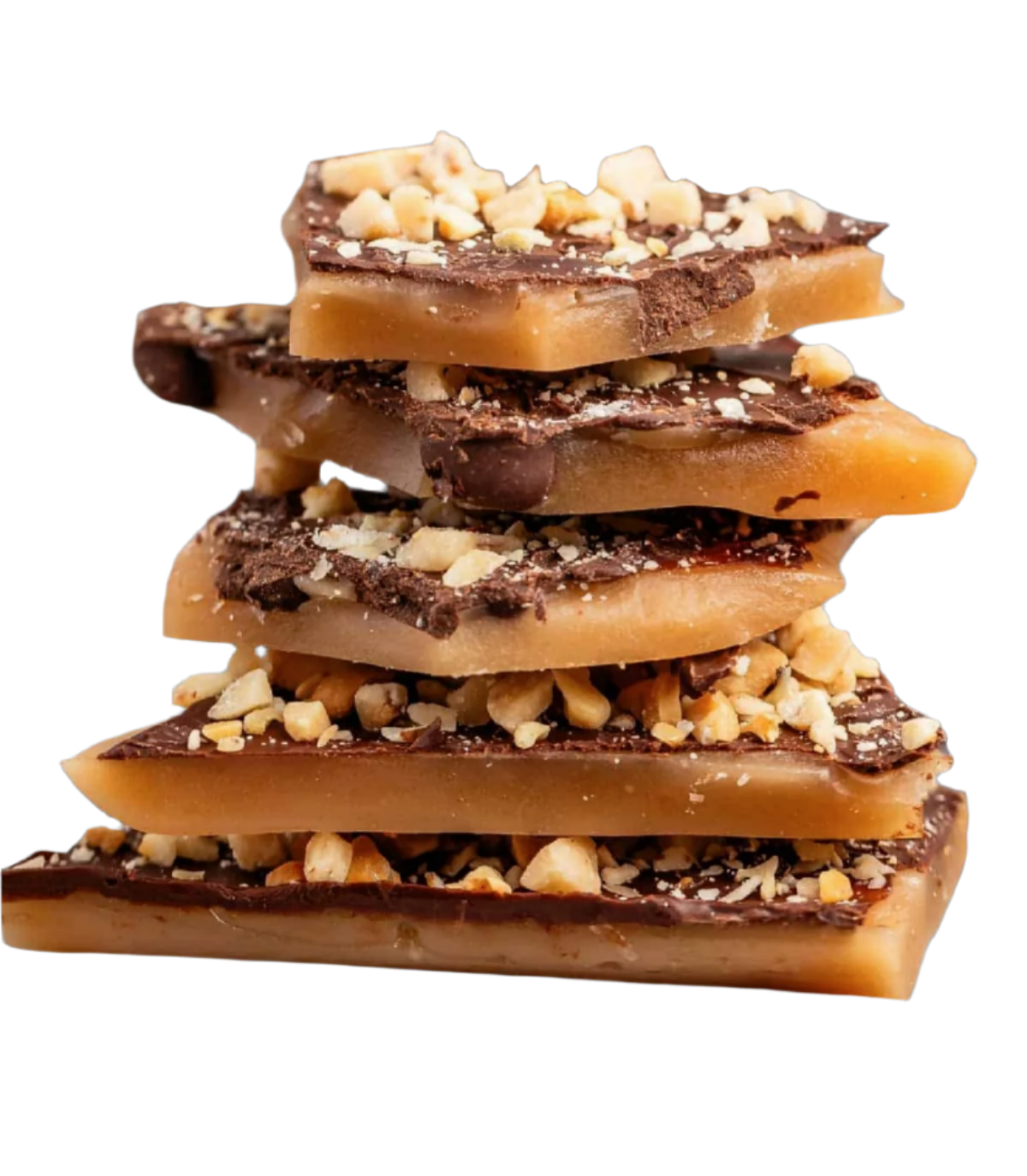 toffee with almonds over a layer of chocolate