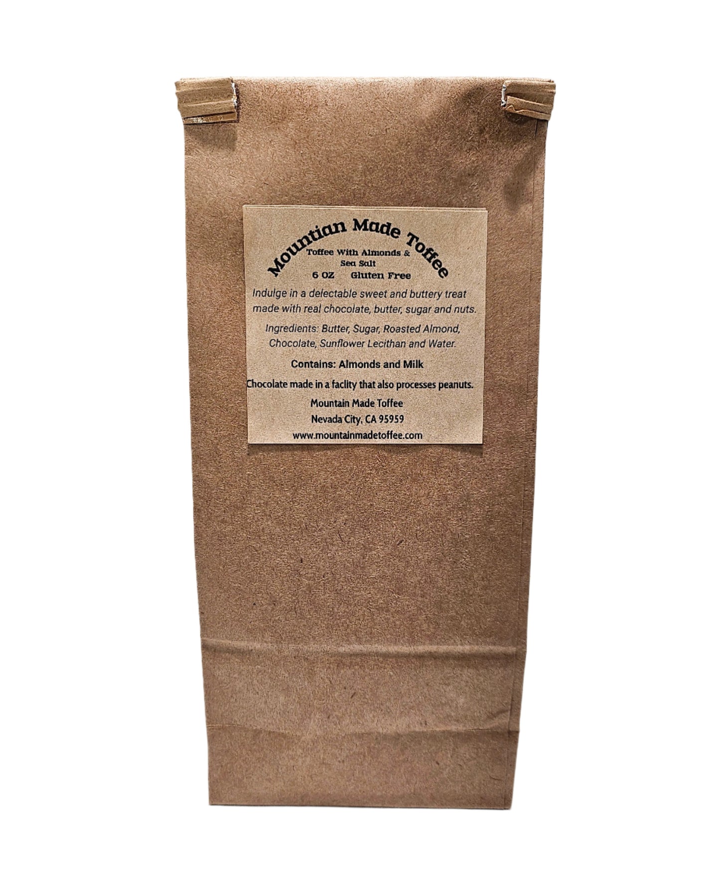 toffee with almonds package back