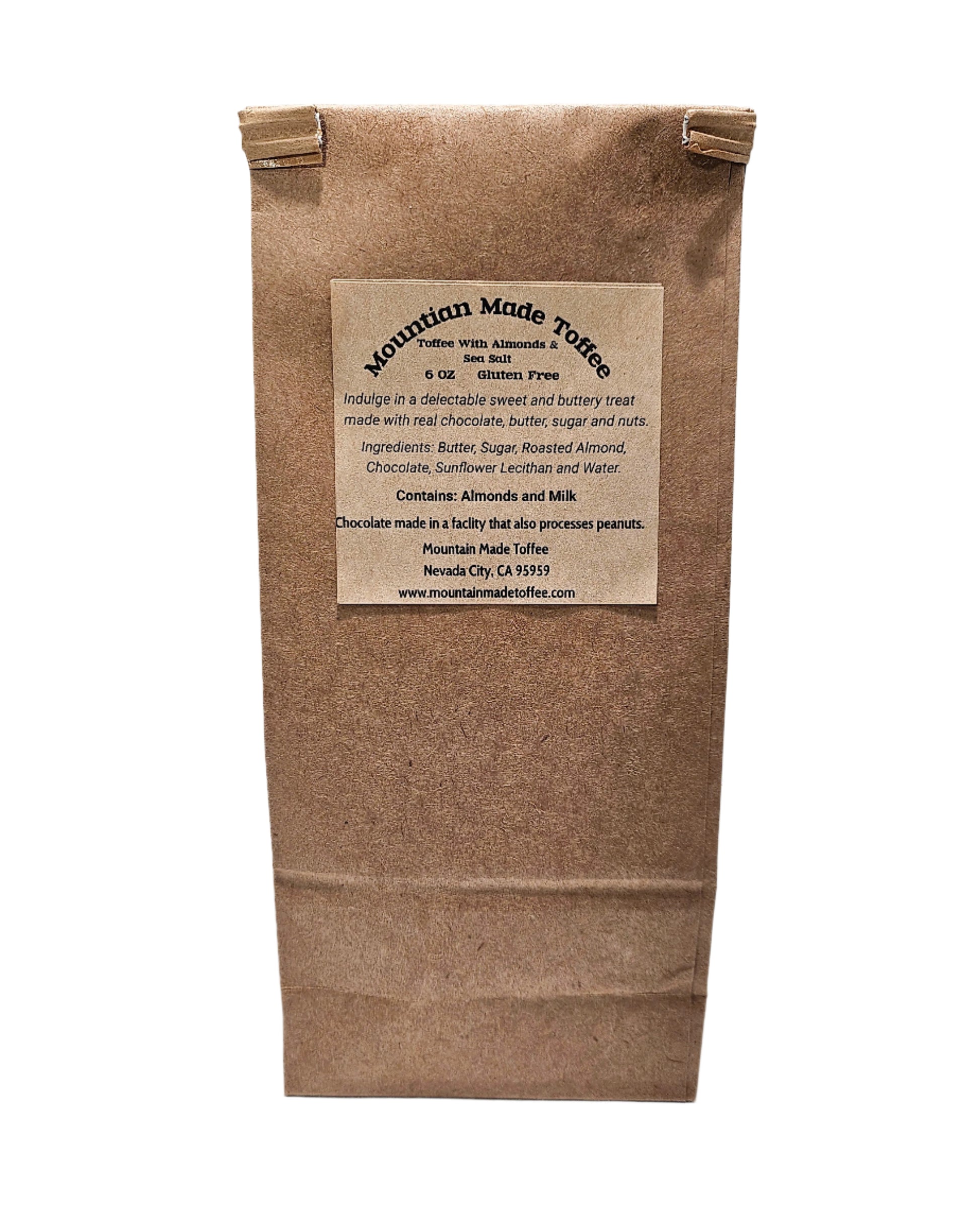 toffee with almonds package back