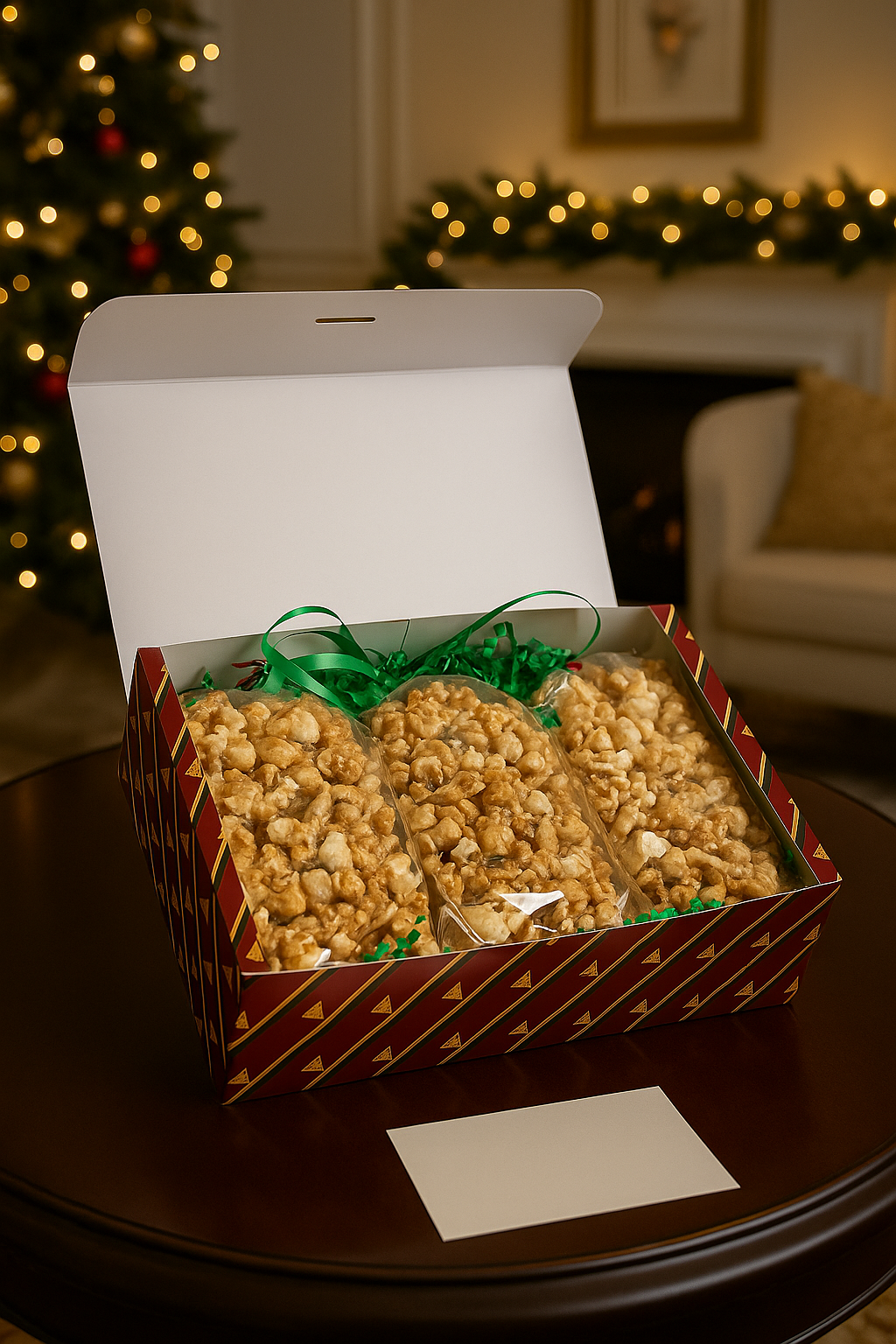 3-Bag Christmas Toffee Popcorn Gift Box | Gourmet Holiday Treats